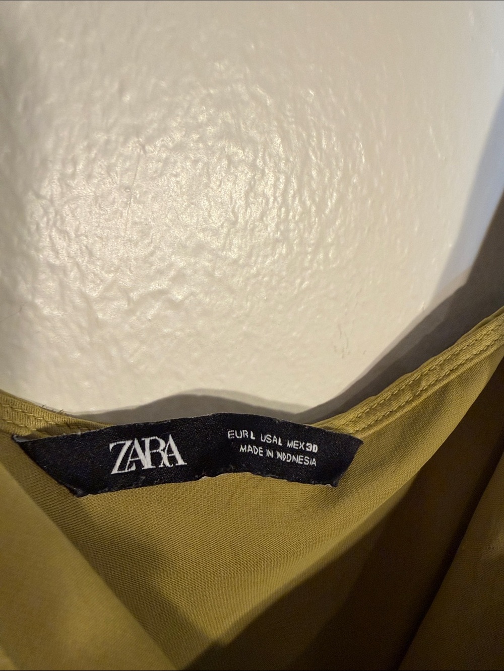 Zara Olive Chartreuse Satin Faux Wrap Silky Maxi Slip Dress Large Cocktail - Picture 2 of 12